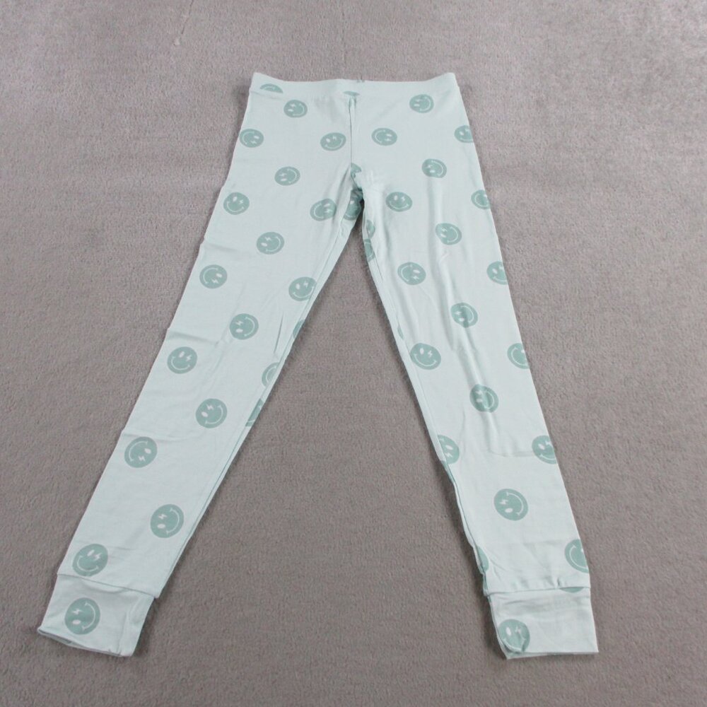 Blush Lotus Bamboo Pajama Set Girls 9/10 Blue Smiley Face Print Soft Lounge - Picture 5 of 9